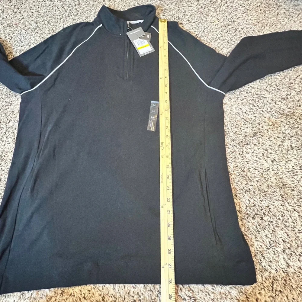 Van Heusen Mens Black Essential Tail Quarter Zip Pullover Soft Touch Medium NEW